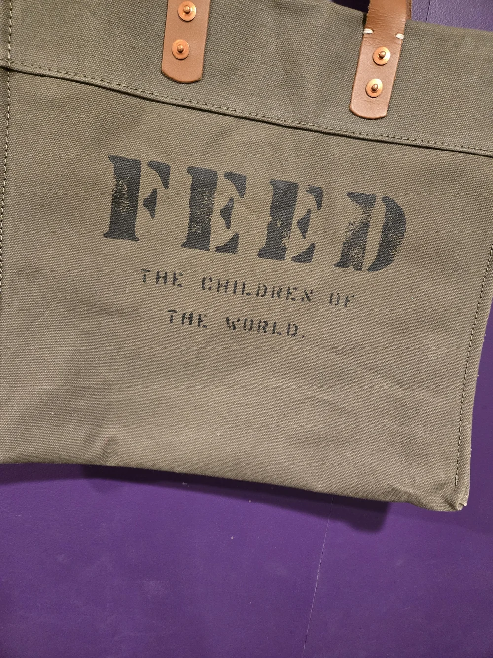 Feed Project Market Tote with Tan Leather Handles